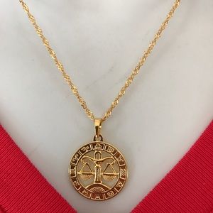 Libra Zodiac Sign 18K GF Necklace
